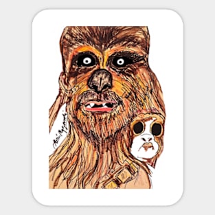 Chewbacca and  Porg Sticker